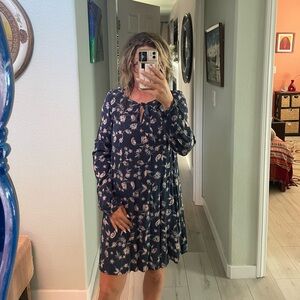 Roxy dress. Blue floral. Medium. Good condition. Worn once.